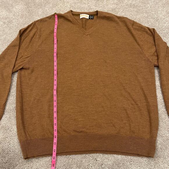Andrews Inc. Men's Vneck Sweater 100% Extrafine Merino Wool Brown‎ Size XXL - Picture 7 of 8